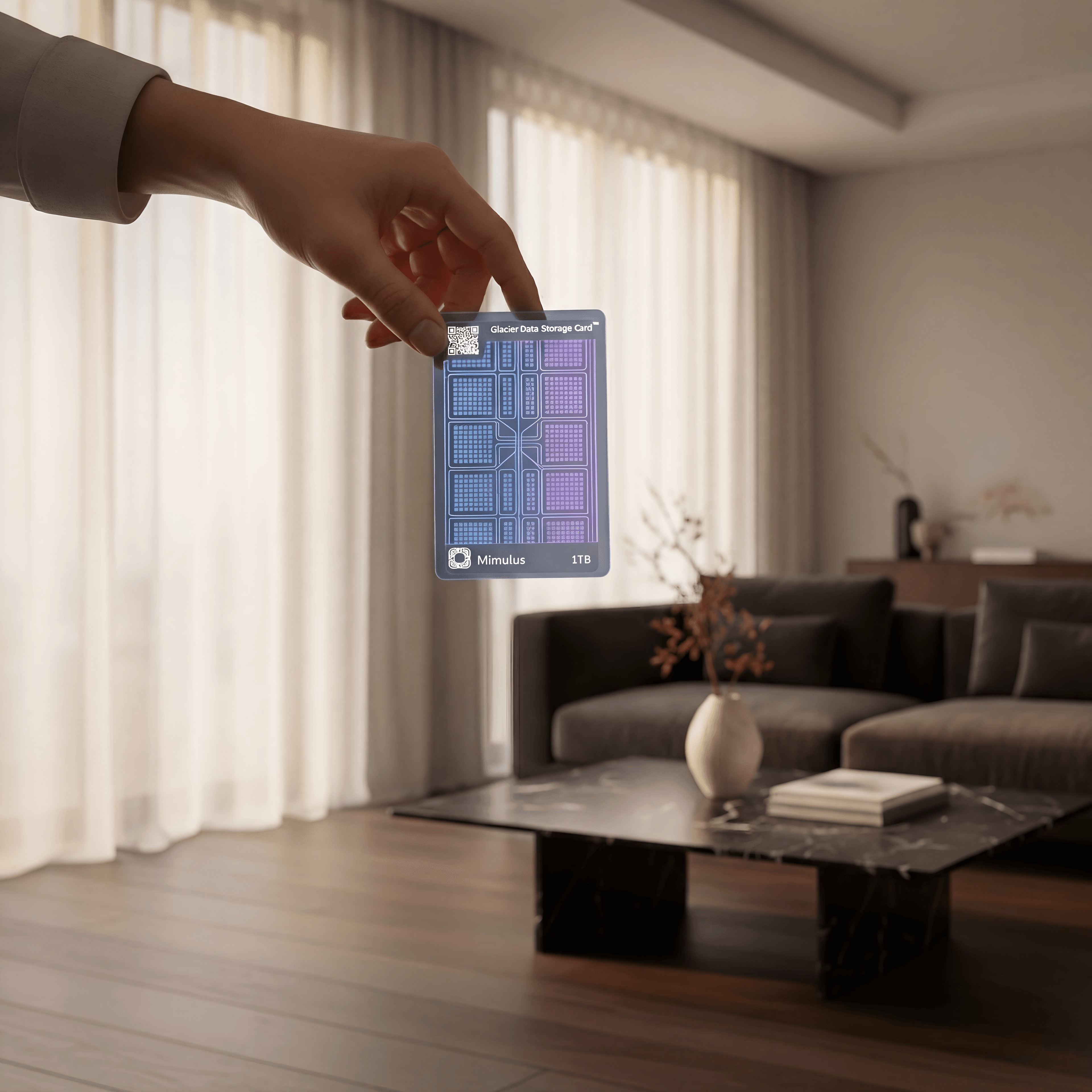 Hand inserting Glacier DNA storage card