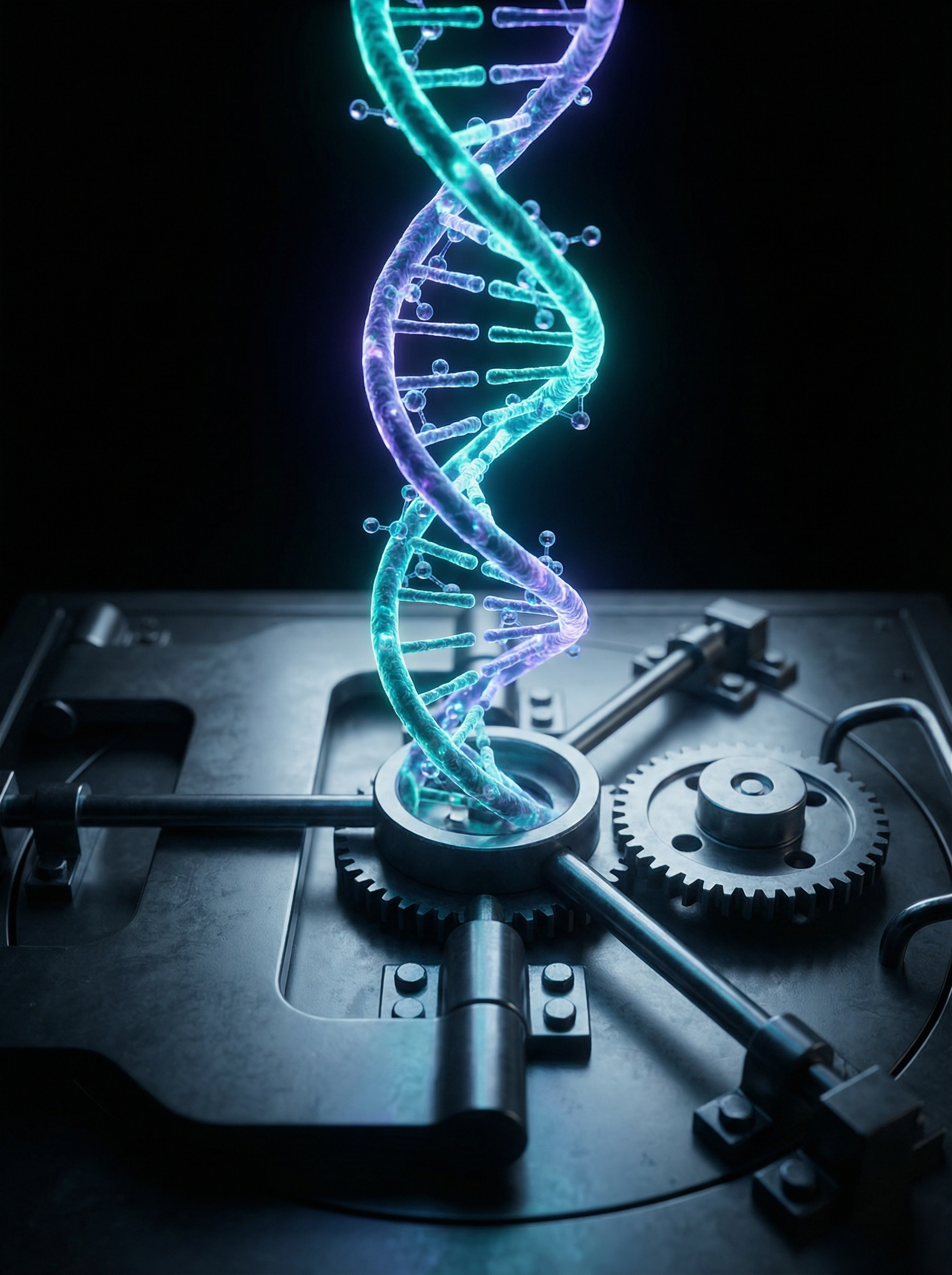 DNA helix forming vault lock mechanism